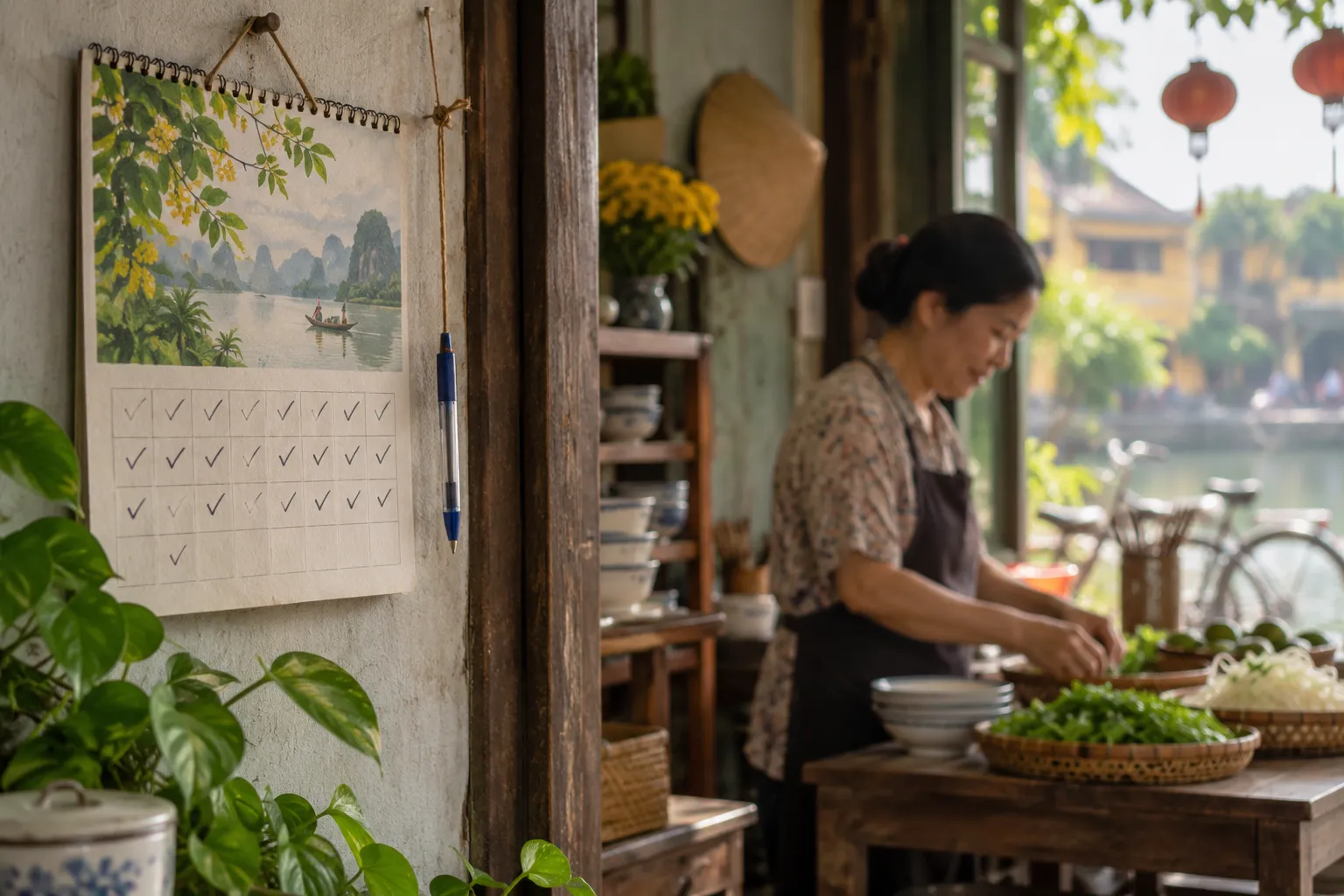 Tờ lịch có chuỗi ngày đã tích rồi vài ô trống