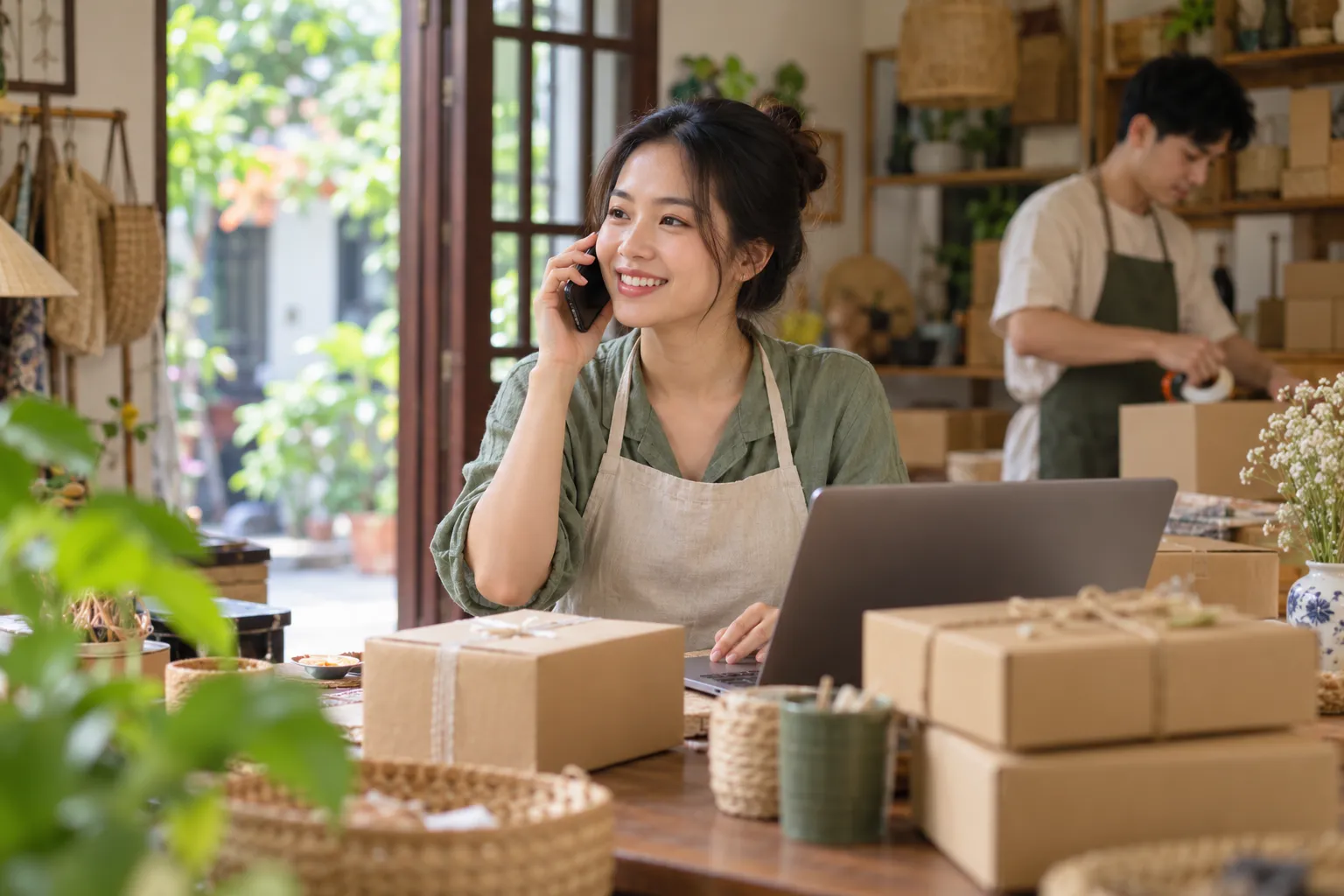 Chủ shop chốt đơn qua tin nhắn điện thoại